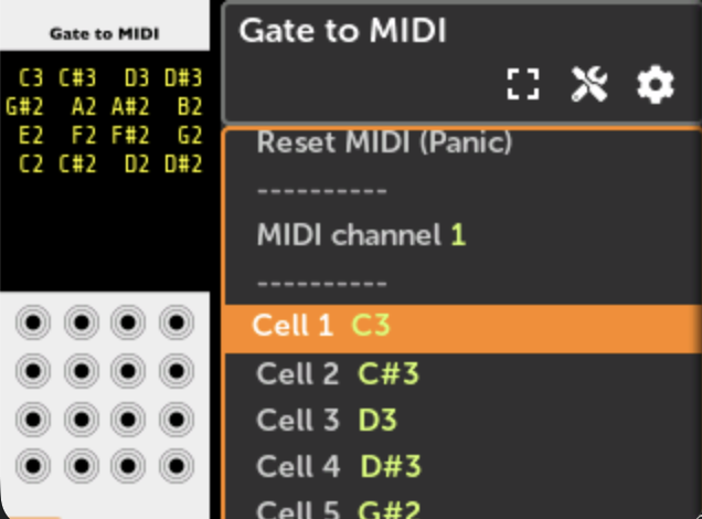 Gate-MIDI module note setup