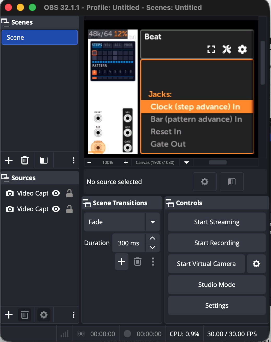 USB Video capture OBS Studio
